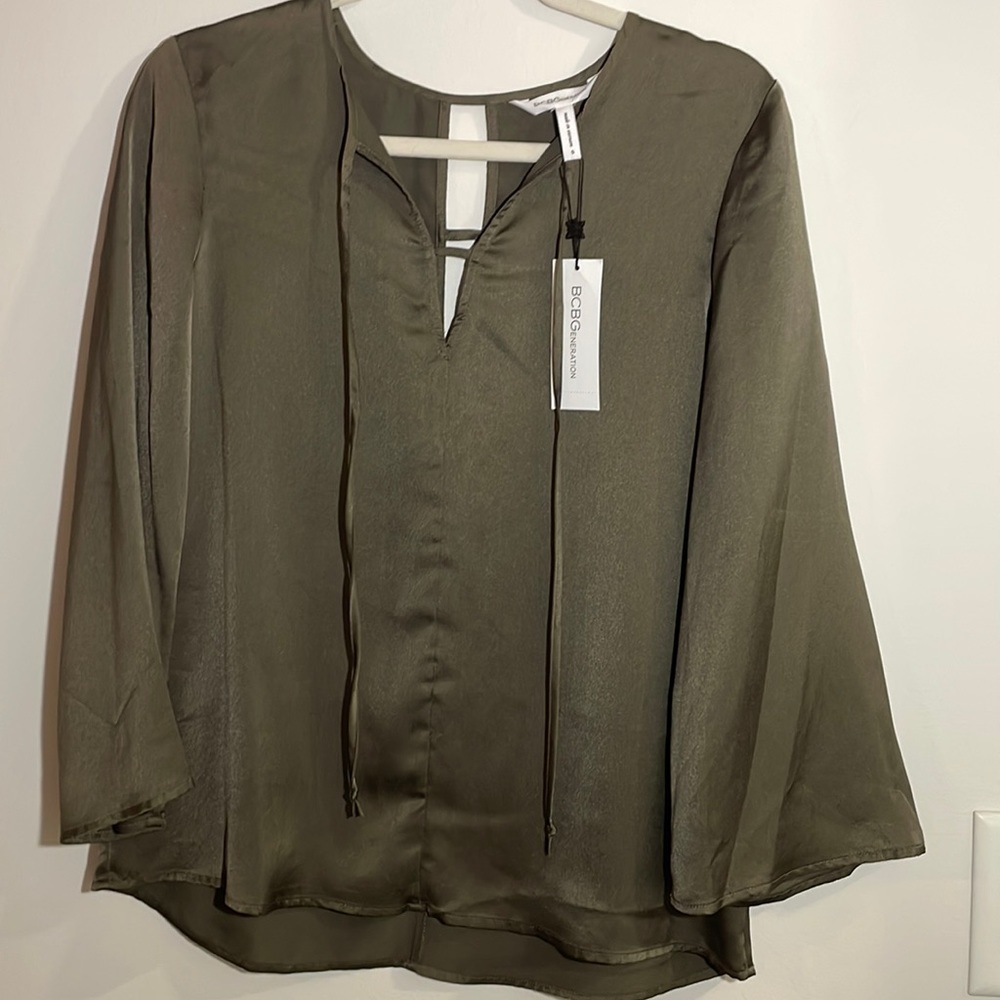 Small olive satin top